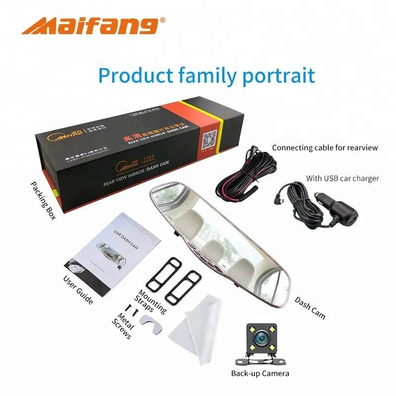 Два объектива fdh 1080 P зеркало заднего вида Автомобильный видеорегистратор