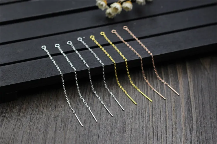 7cm/9cm Length 925 Sterling Silver Jewellery Findings Line Wire Venice Chain Thread Ear Stud DIY Earrings Accessories