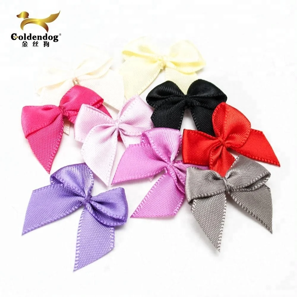 Mafolen China Factory Handmade Gift Decoration Polyester Bowknot Pre-tied Small Pink Satin Ribbon Bow Wholesale