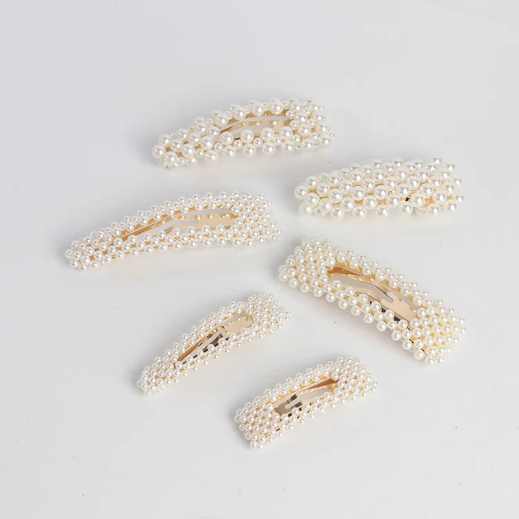 Женская модная элегантная заколка для волос с жемчужным белым бантом и цветами для длинных волос