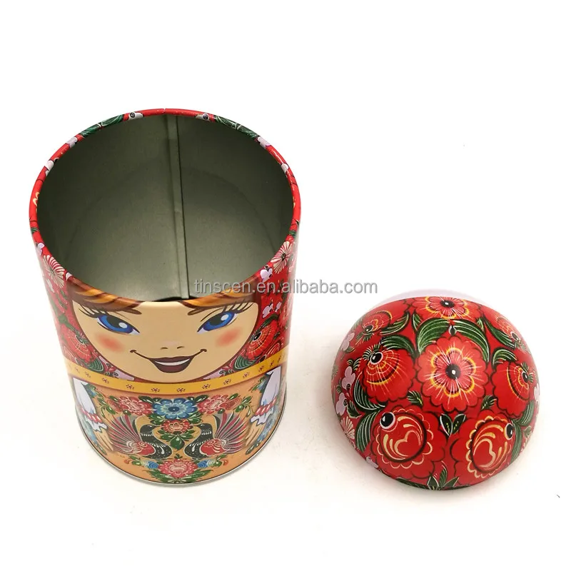 Traditional tin doll shaped tea box for souvenir