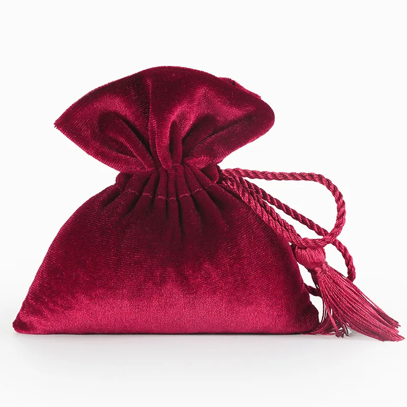 Custom Printed  Small Velvet Drawstring Jewelry Pouches Recyclable Gift Bags