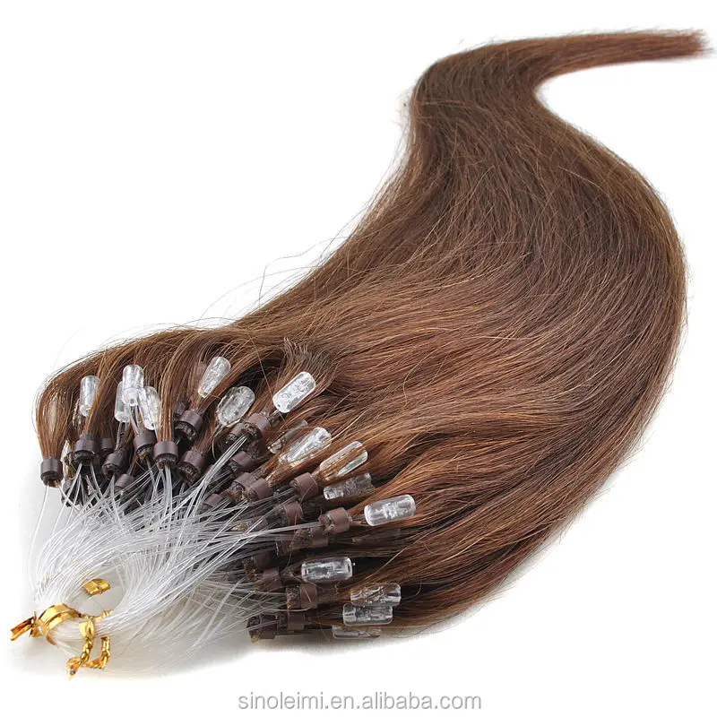 Hot new Micro Loop Ring/Beads Hair Extensions Human Natural Silky Straight Hair #06 dark chocolate brown 100s/set 0.5g/strand