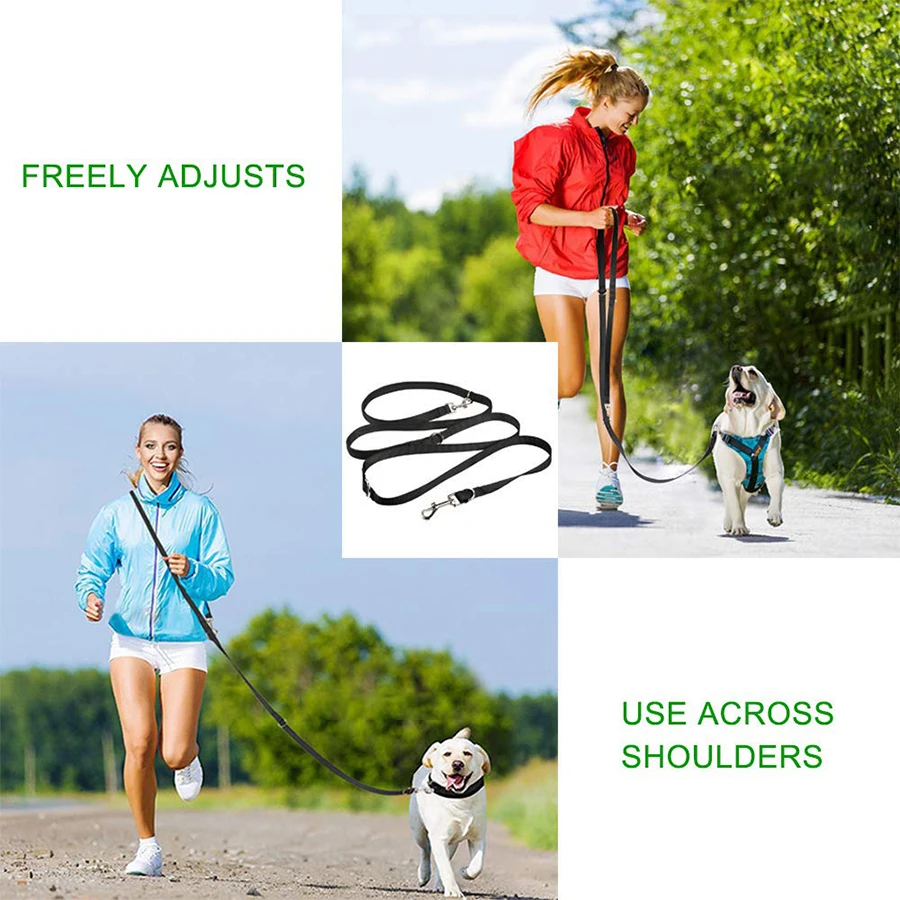 Multifunctional Adjustable 6ft Dog Halti Training Leads Hand-free Double Ended Dog Leash Belt for Puppy Walking Running