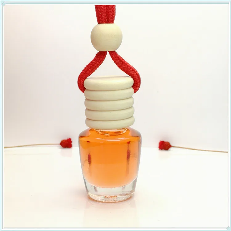 Wholesale Empty Cylinder Perfume Bottle Wooden Cap 5ml Car Fragrance Bottle Glass Screen Printing Clear Color or Custom 15 Days