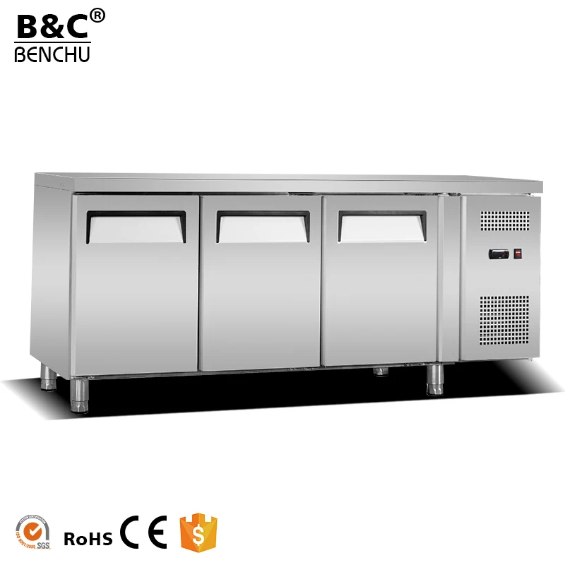 Stainless Steel Kitchen under counter refrigerator working table freezer