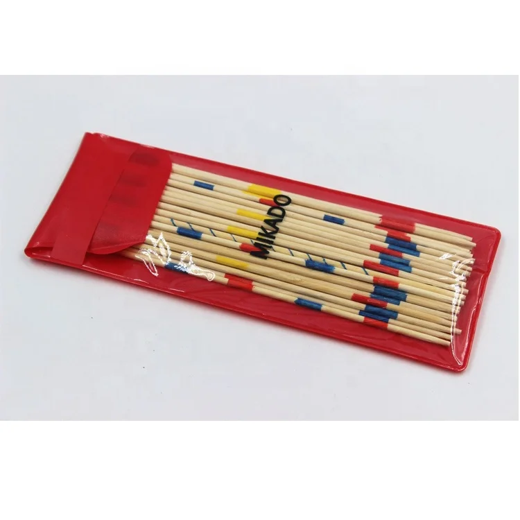Round Sticks Wooden Educational Mikado Games Classic Colorful Bamboo Pick Up Sticks