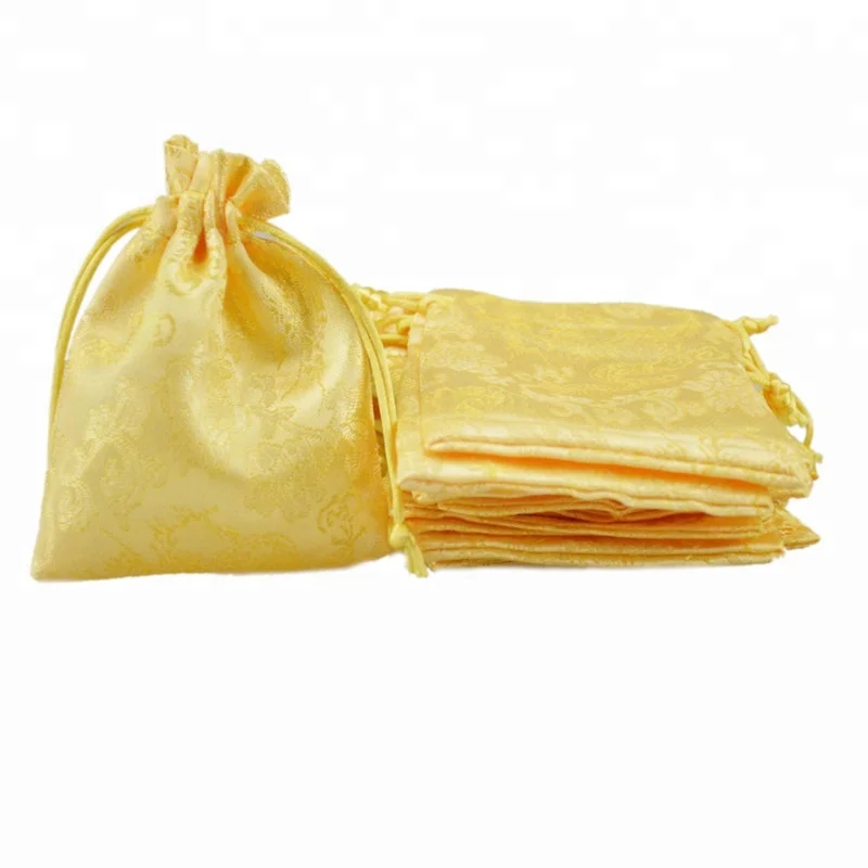 Wholesale 10*12cm Chinese Style Satin Silk Drawstring Bag Lucky Gift Pouch
