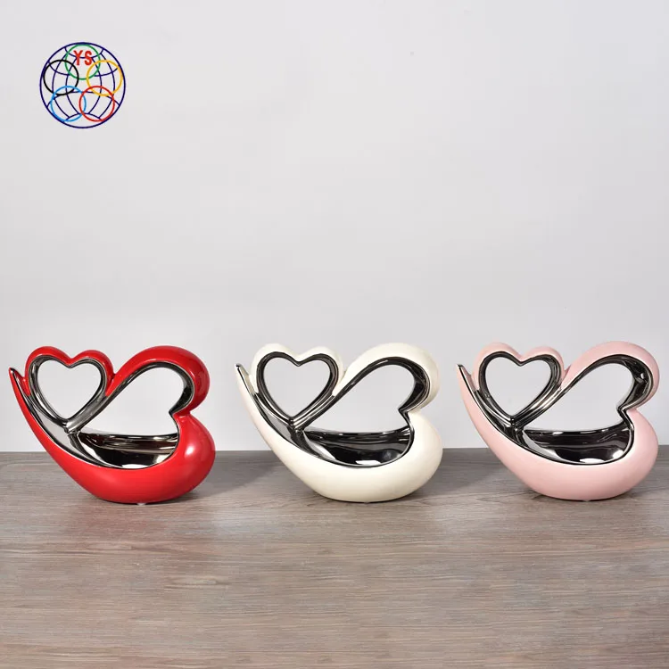 Fancy custom logo valentine gift heart shaped ceramic planters / handicraft wedding decoration flower pots