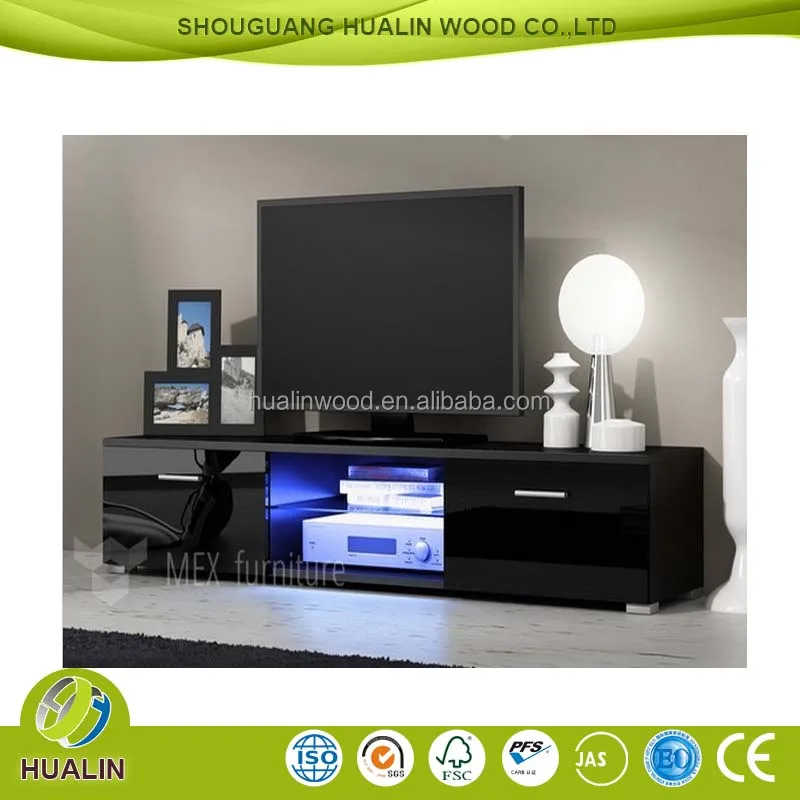 New Style Living Room Furniture Black High Gloss TV Stand Design