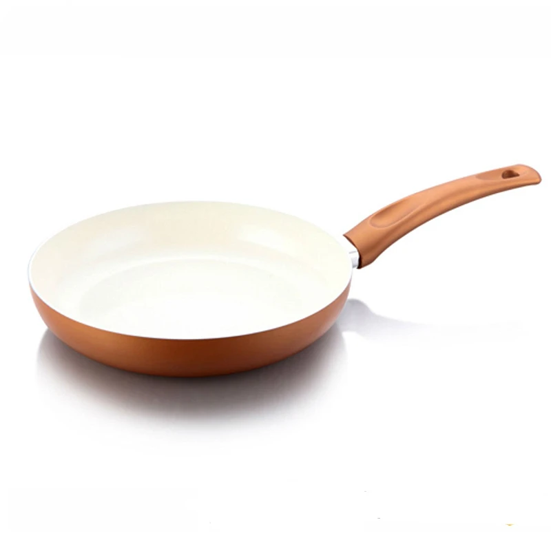 24cm Wood Grain Handle Ceramic Nonstick Fry Pan Cookware