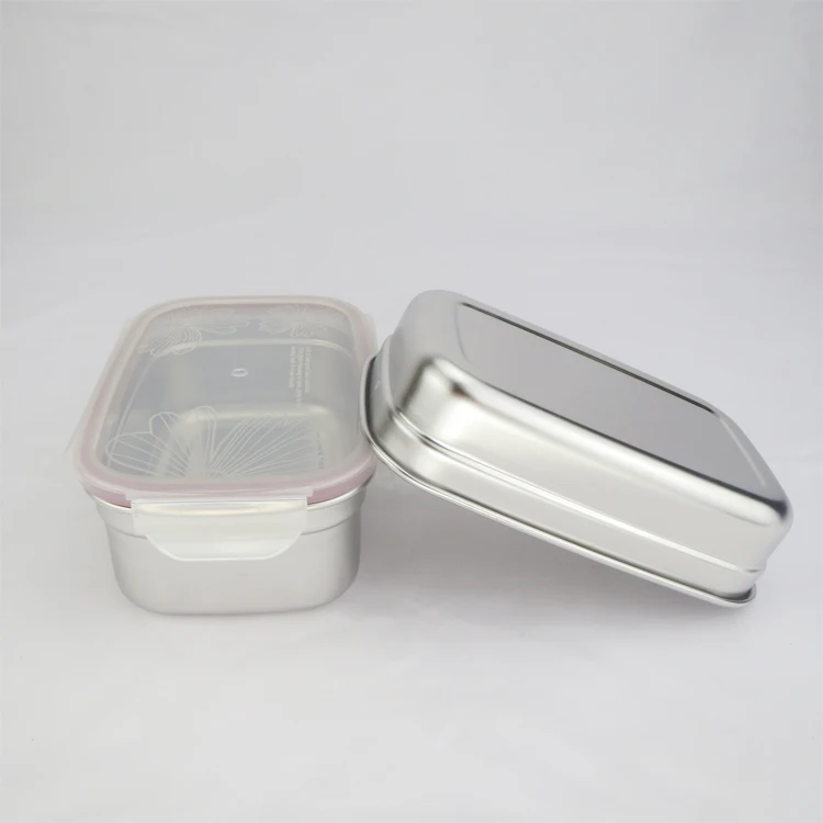 
Portable Leakproof Stainless Steel Food Storage Container Insulated Metal Tiffin Lunch Box for Adults with Plastic Lid 