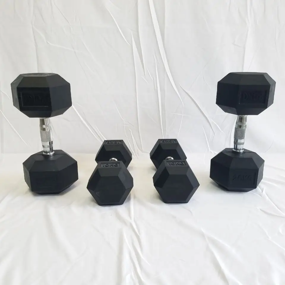 Gym Fitness Hex Rubber Dumbbell