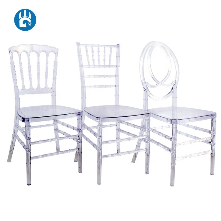 Restaurant wedding stacking transparent clear acrylic chiavari chair with white removable cushion
