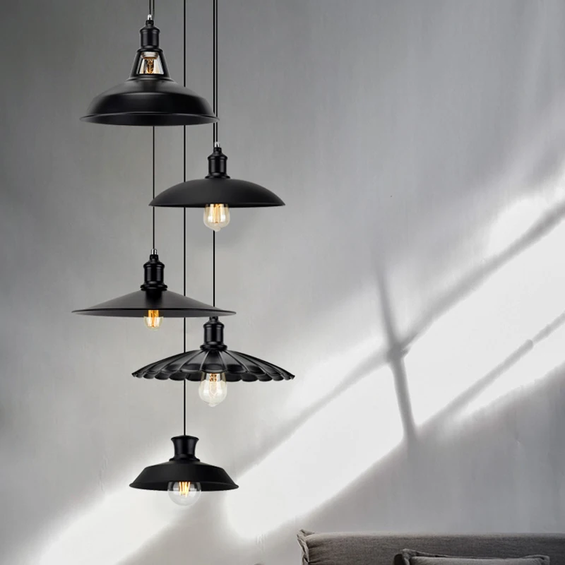 Простой дизайн, деревенский черный винтажный подвесной светильник, промышленный потолочный светильник