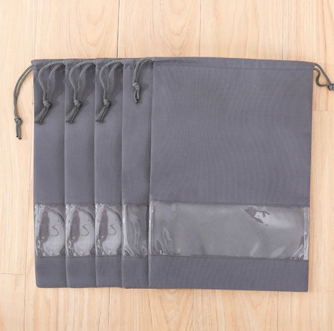Customized Color Transparent Dust Travel Non-woven Drawstring Shoe Storage bag
