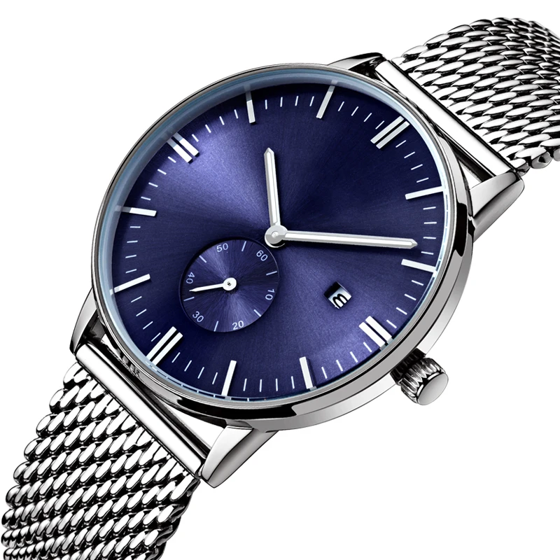 Топ 10 пользовательских циферблата с сетчатым ремешком минималистичный стиль Япония movt кварцевые часы из нержавеющей стали брендовые