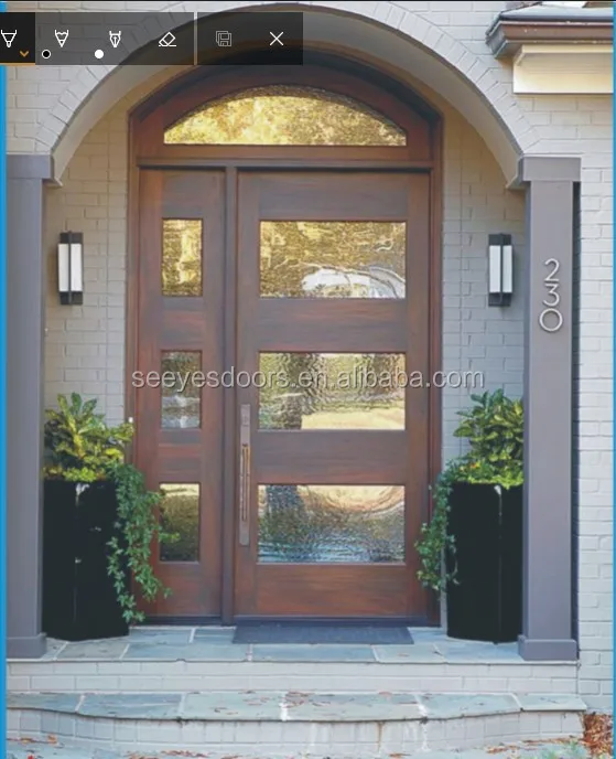 Foshan Seeyesdoor Modern Wooden Pivot Door Cherry Wood Main Gate with Design