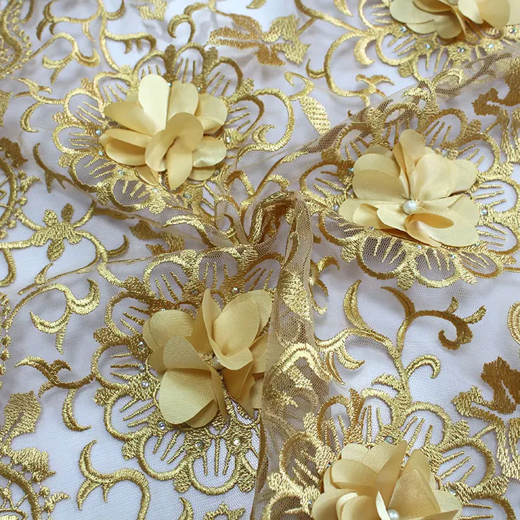 wholesale price 3d dress beaded french embroidery african swiss lace fabric