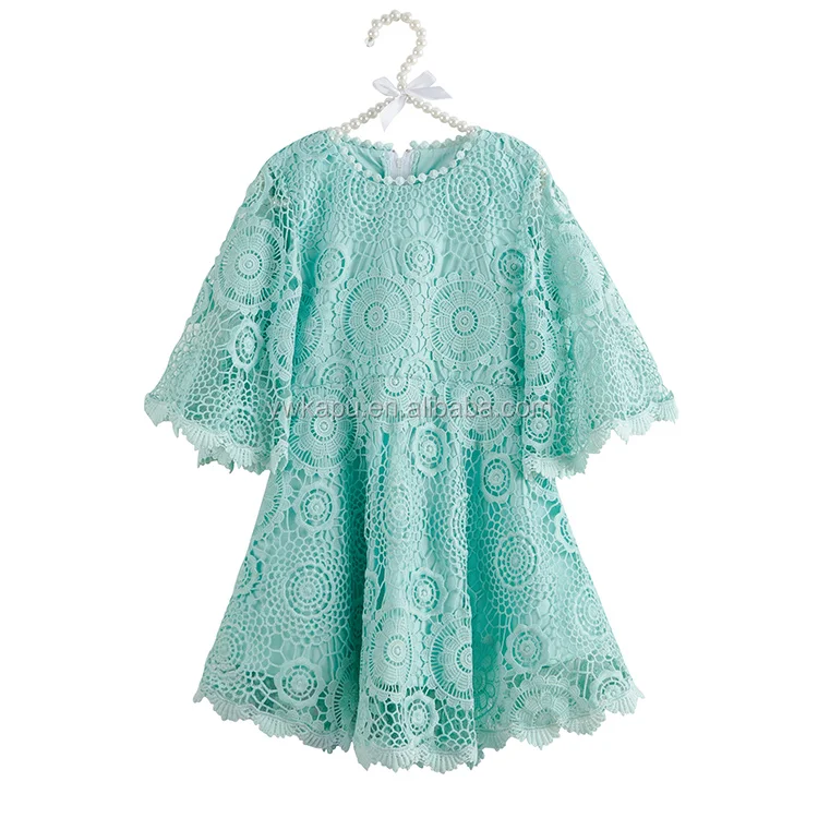 Wholesale Fashion Crochet Fabrics Children Girls Pearl Dresses Kids Boutique Puffy Clothing Sets for 5 8 12 Year Old