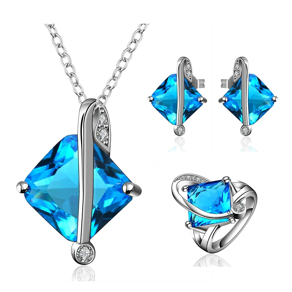 
2016 new model 925 sterling silver jewelry set with big zircon 