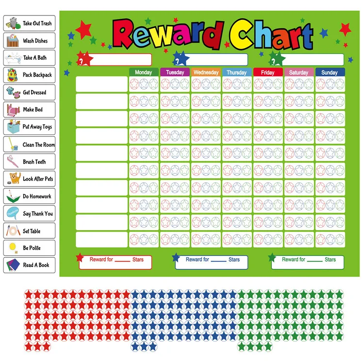 Amazon Hot Sales Fridge Magnetic Task Star Reward Board Suit Magnet Reward Chart Factory For Kids