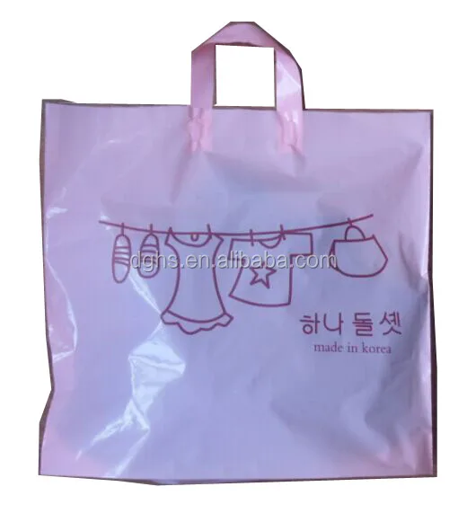 Glossy Soft Loop Plastic Handle Bags /merchandise bags for shopping