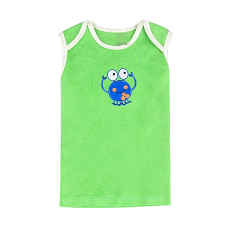 
2019 New Design Comfortable 100% Cotton Cute Infant Sleeveless T Shirt For Baby 