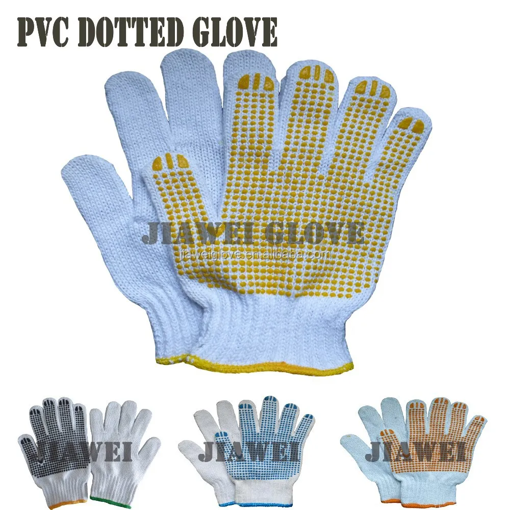 Black Poly Cotton Gloves Knitted Poly Cotton Gloves Black Hand Gloves/Guantes De Algodon 062