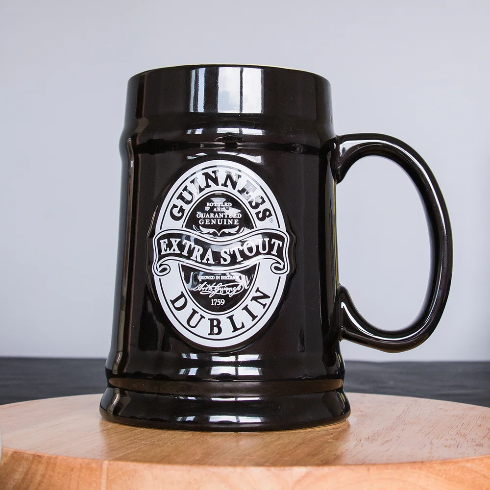 Hot selling color glazed stein ceramic beer mug with handles