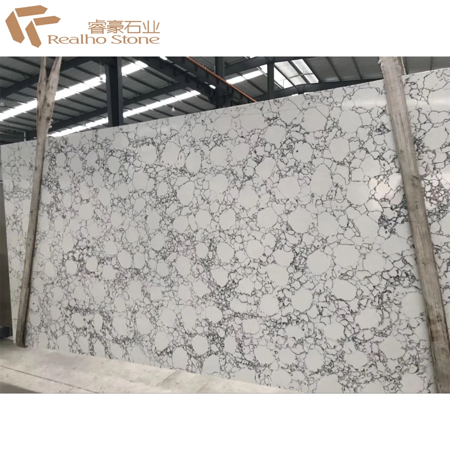 Artificial Stone Quartz Slab Landscape White Quartz For Tile and Bar Top