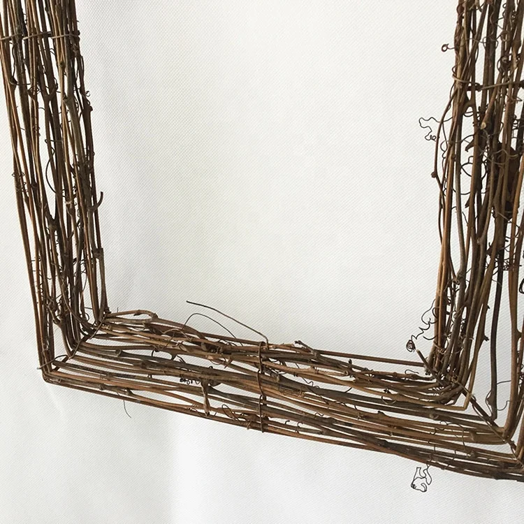 DIY Crafts Rattan Square Shape Natural Dried Wreath Grapevine Wreath Xmas Garland for Home Wedding Party Decor Photo Frame Prop