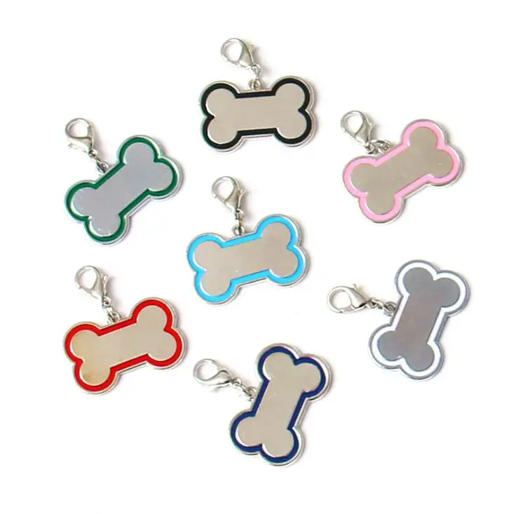 stainless steel custom metal blank chain name id silicon bone shape dog tag