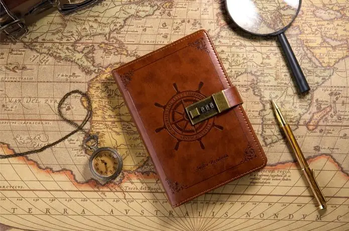 Hardcover Notebook Diary Note Book Custom Design Leather Customized Logo Leather Diary with Lock for Girls and Women Secret