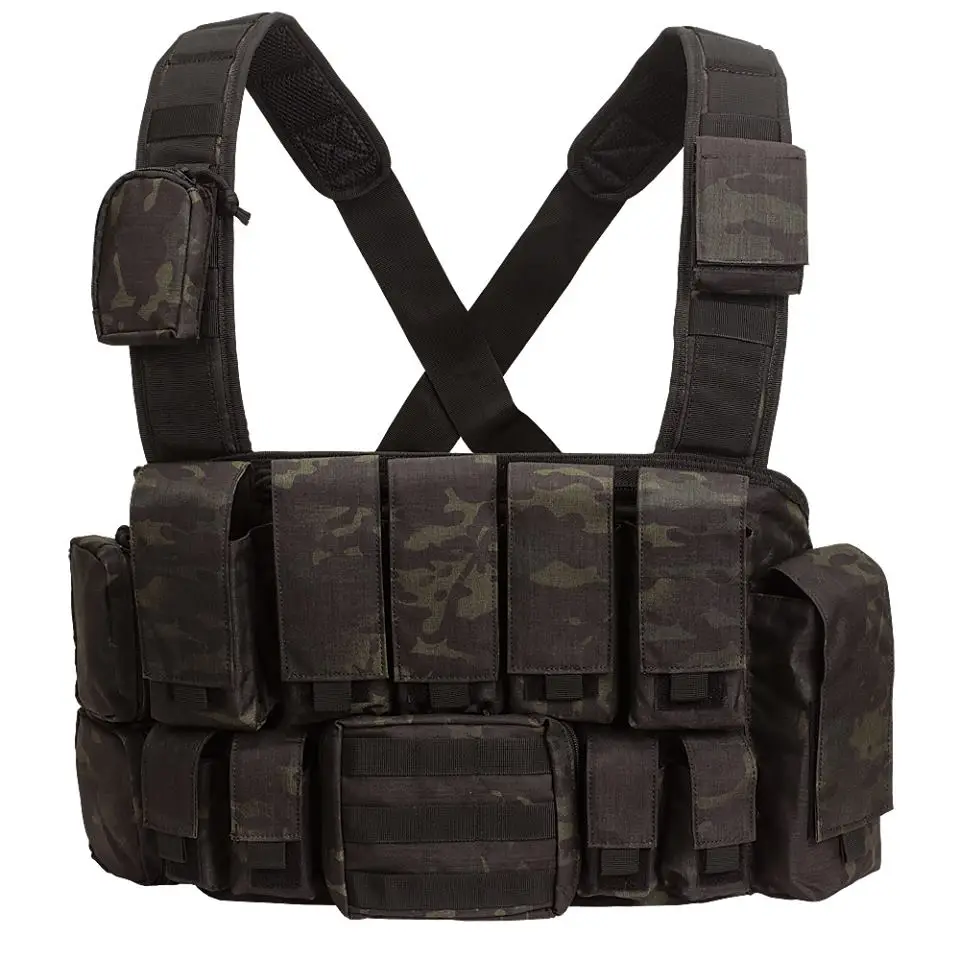 Tactical Adjustable  Chest Rig, Coyote Combat Vest,  Modular Assault  Chest Rig With Magazine Pouches