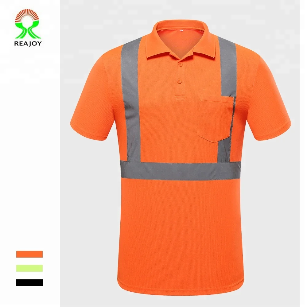 Custom logo factory supply reflective breathable quick-dry polo shirt with pocket