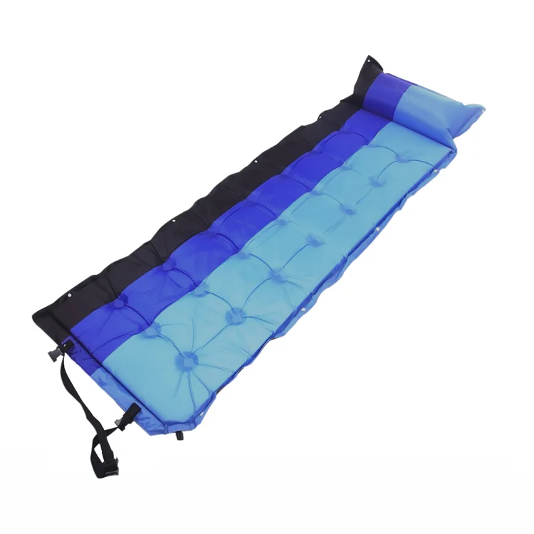 
wholesale single self-inflating camping roll mat 190T inflatable sleeping mattress with pillow for hiking, backpack 