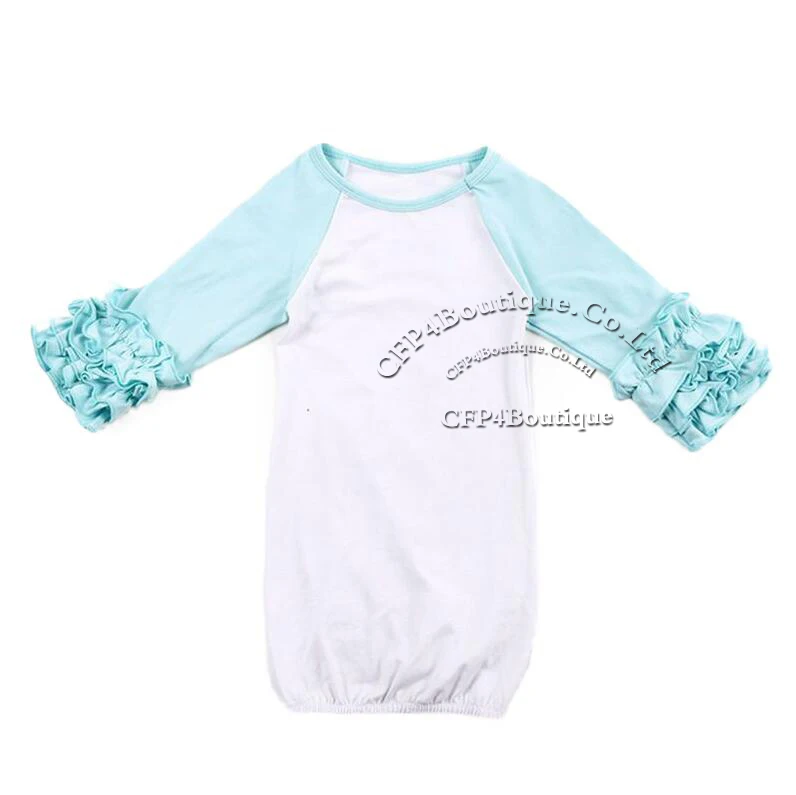 CFP C072 Full Cotton Ruffle Infant Long Sleeve Raglan Baby Gown