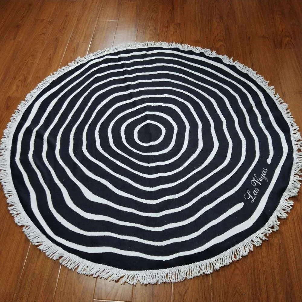 
personalized recycled round microfiber printed beach towel made from recycled fabric with tassel <span style=