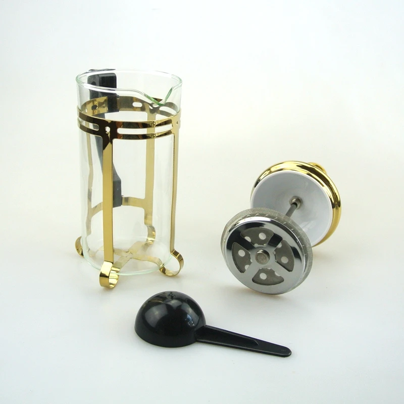 T-224 Nice Portable Ecocoffee Accessories Gift Box with one gold french press + Coffee Manual Grinder for Family/Friend Gift Set