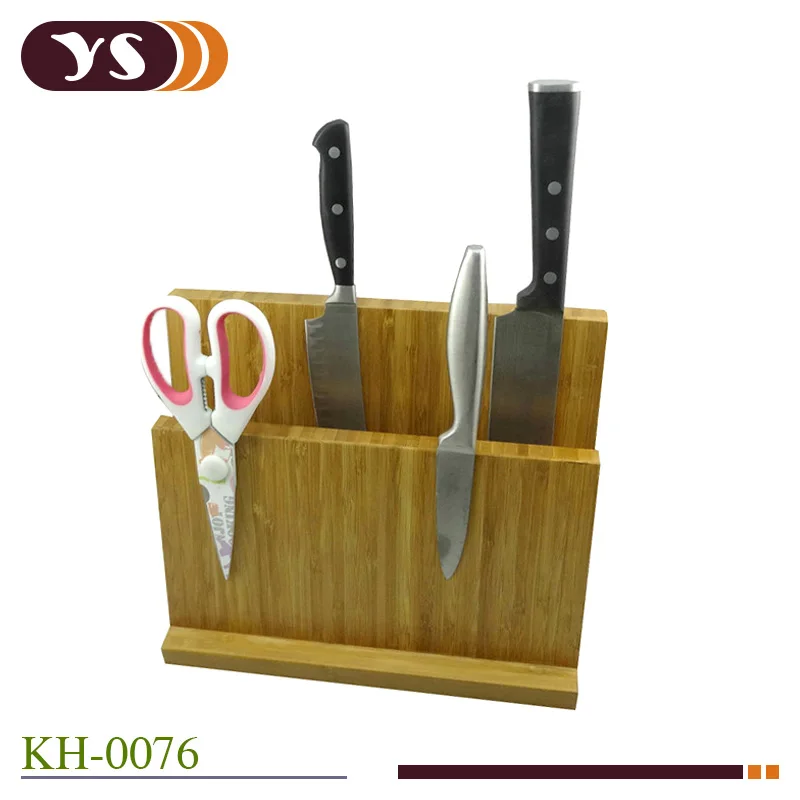 2 Layer bamboo magnet knife block strong magnet knife stand set