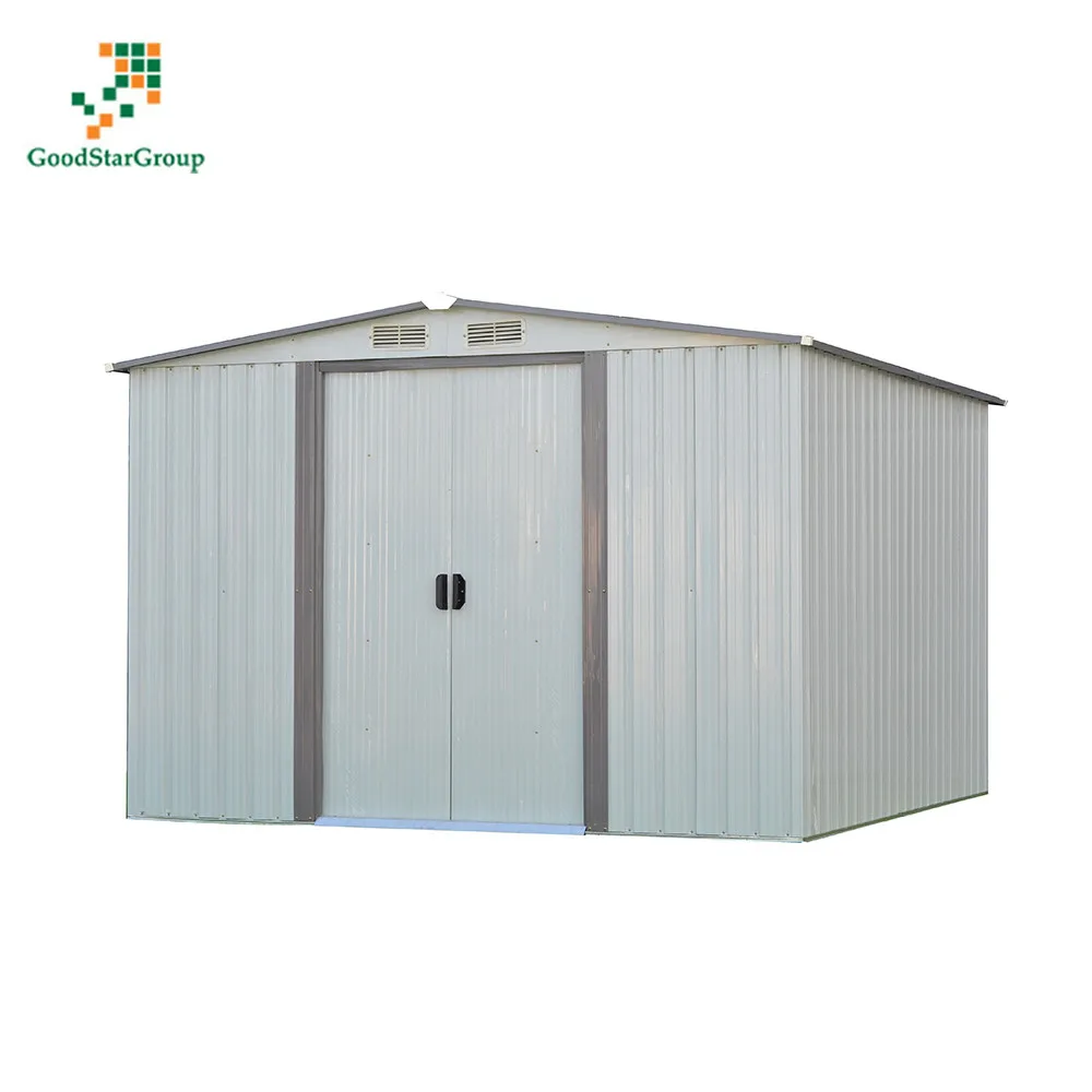 Garden shed, metal storage shed with flat roof or gable roof