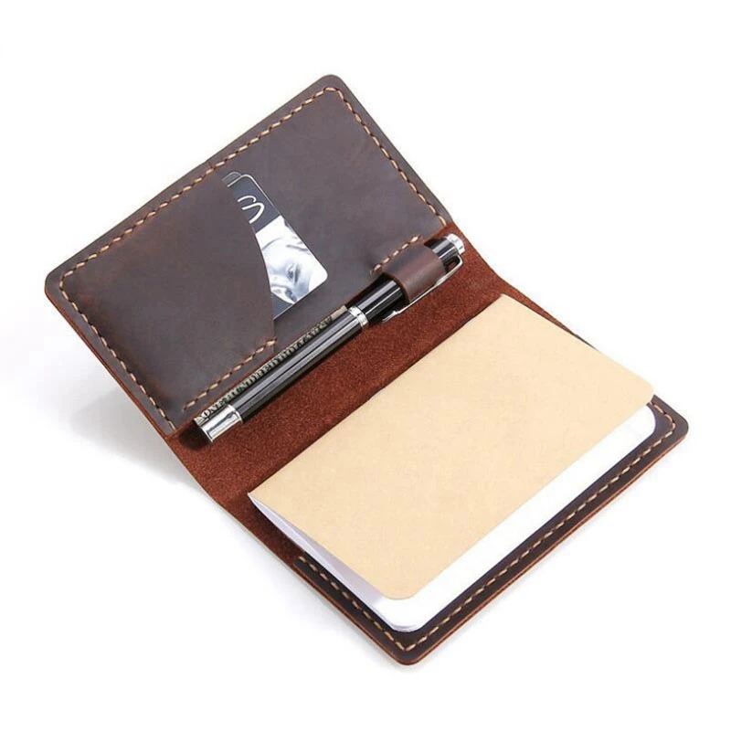 Dreamtop DTE306 personalized crazy horse leather pocket notebook vintage travel journal with gift box