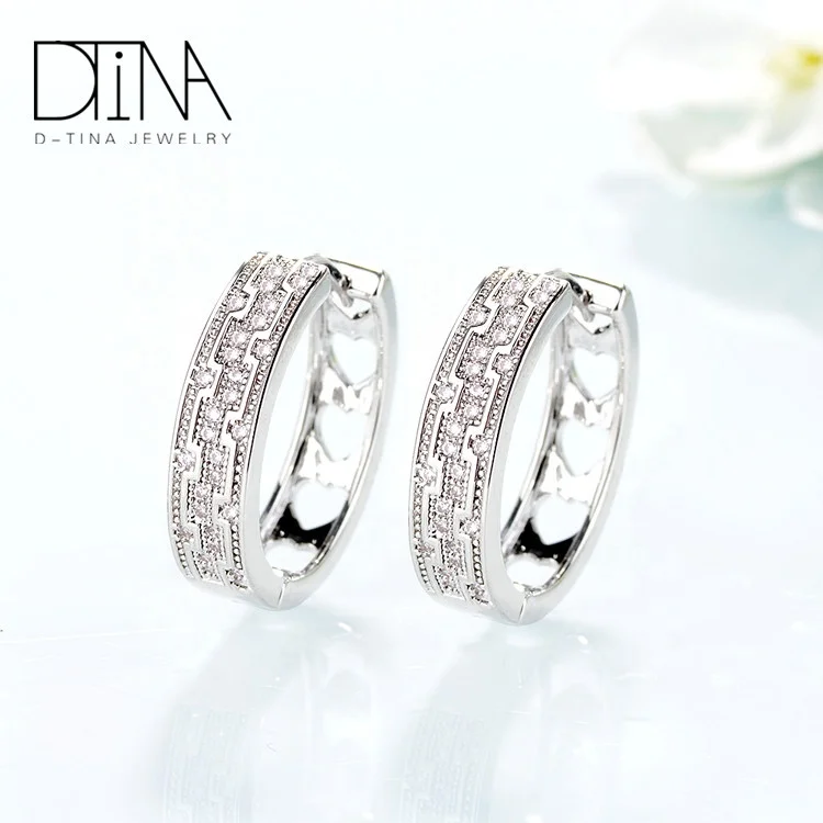 DTINA Fashion Sweetheart AAA Zircon Birthday Gift Special Pattern Jewelry Accessories Platinum Plated Earrings