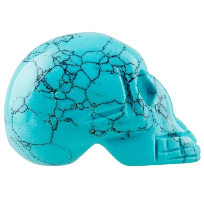Wholesale Turquoise Crystal Carving Craft Decor Quartz Head Crystal Skulls Carved