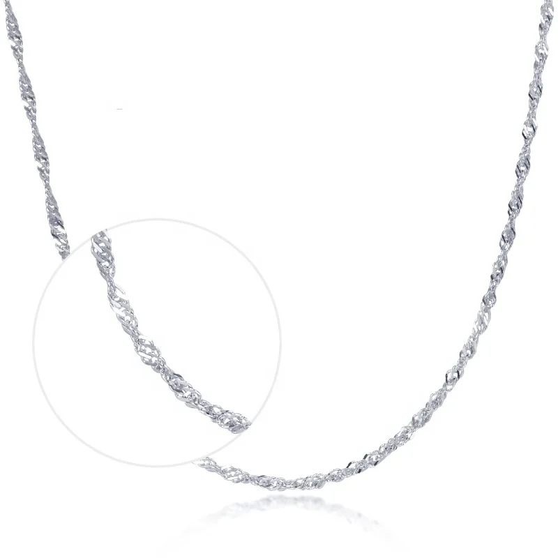 L04 Water Wave Singapore Necklace Factory Direct Sales 925 Sterling Silver Chain in size 16/18/20/22/24inch