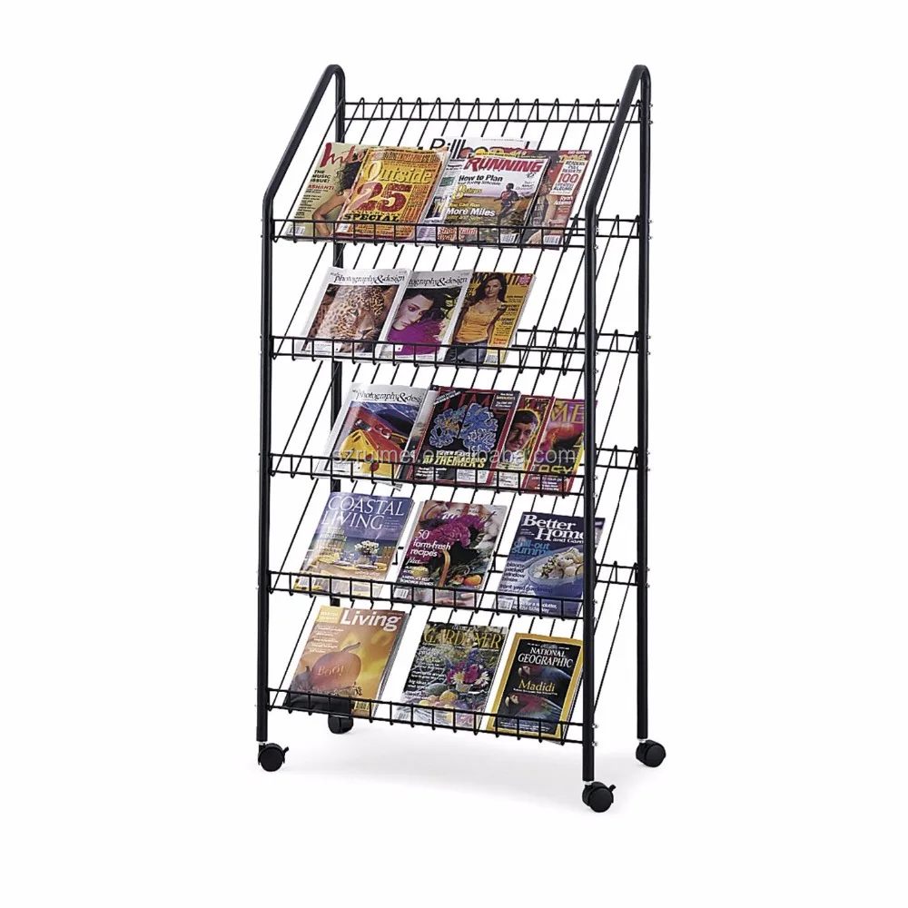 Floor-stand Metal Mesh Magazine and Newspaper Stand Holder Rack