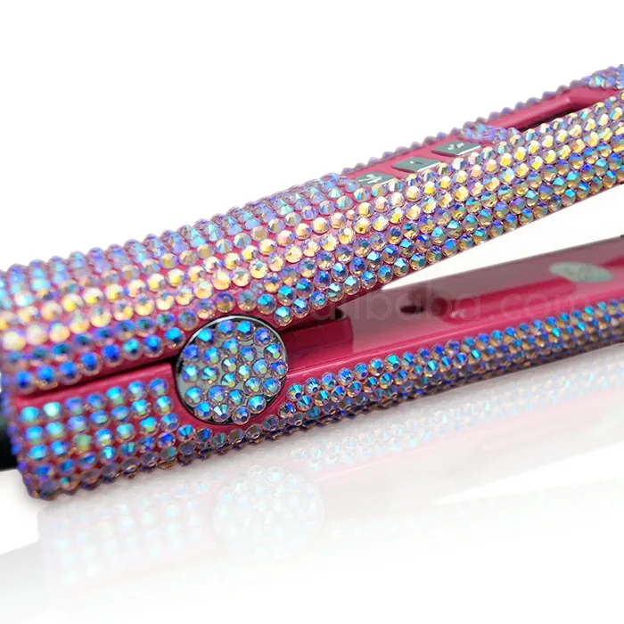 Quite Colorful Diamond Studded Cheap Custom Crystal Bling Hair Straightener Flat Iron