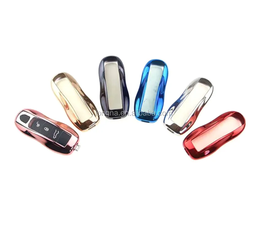 Silver Silica Gel Automatic Car Key Case Cover, Remote Key Shell Protection Cases Key For Porsche Cayenne Panamera