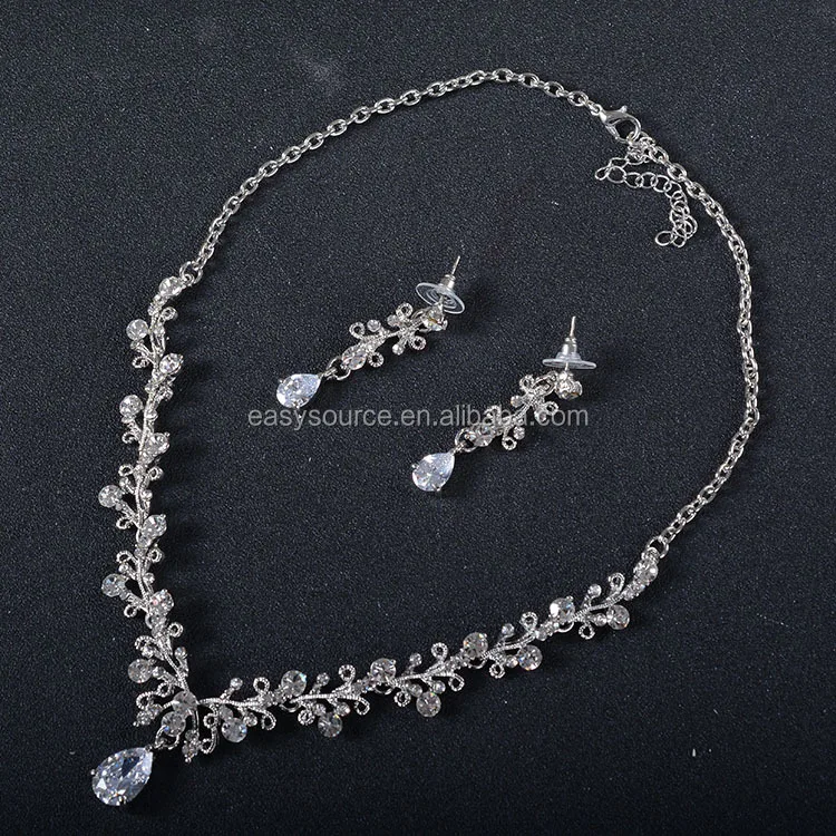 Wedding Dress Jewelry Accessory Bridal Zircon Necklace earring set women fashion necklace set